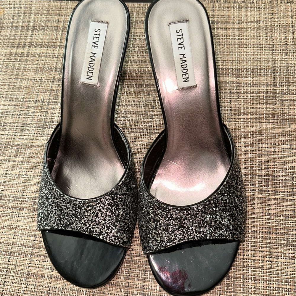 Steve Madden sparkle glitter heeled mules